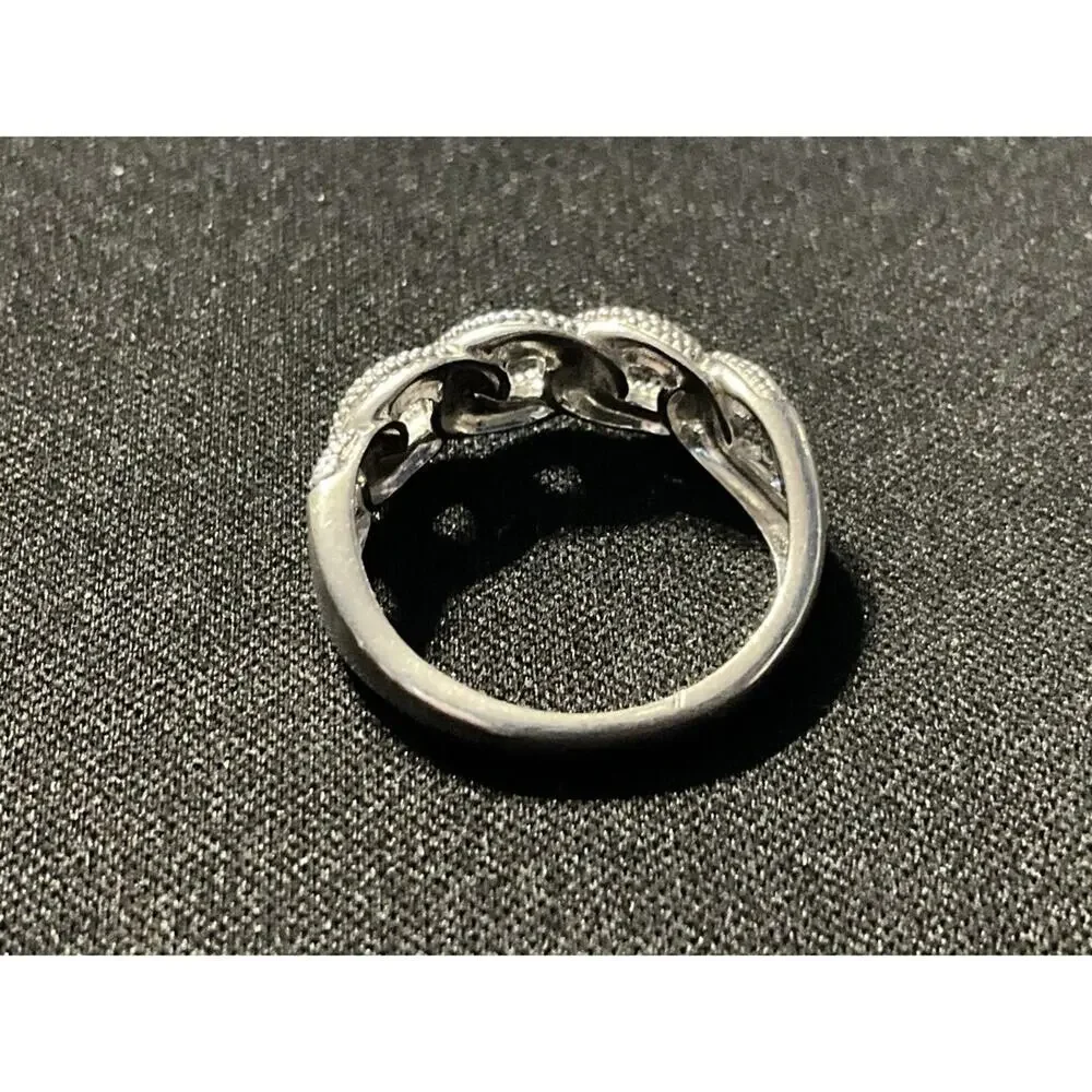 925 Chain Link Textured Ring Size 7
